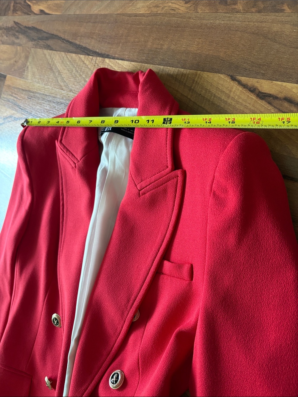 Zara Red Double-Breasted Blazer with Gold Buttons Size S NWT - Picture 10 of 12